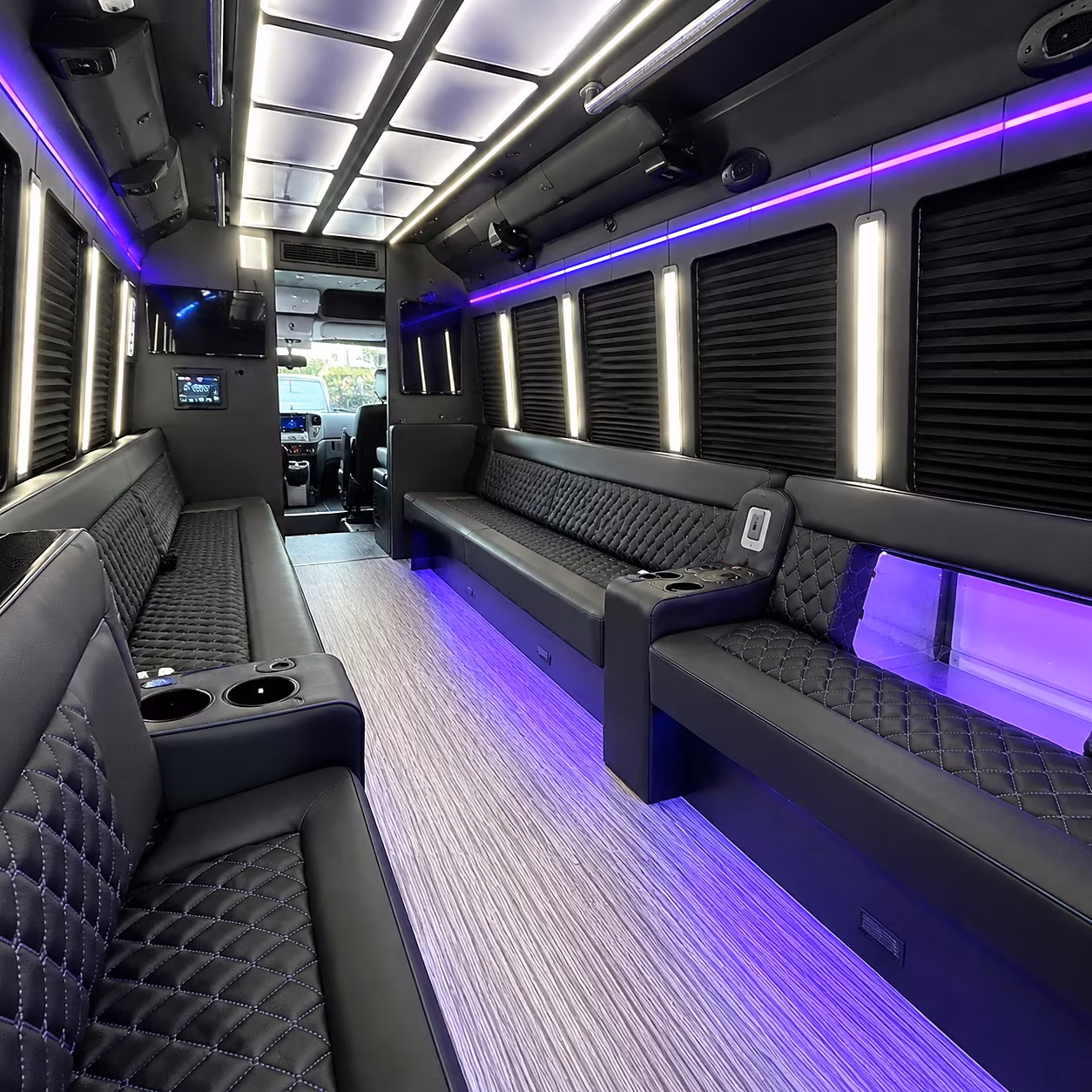 Meriden Birthday, Sweet 16, & Quinceañera Transportation party bus interior
